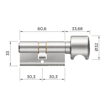 Preview: Knaufzylinder WINKHAUS keyTec AZ Preview: WINKHAUS keyTec AZ Profil-Knaufzylinder für beigestellte Hewi-Knäufe Seitenansicht